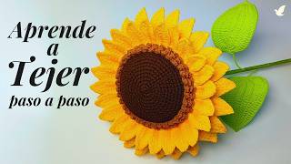 🌻Aprende a Tejer Girasol Grande a Crochet Parte 1  Sépalo y Hojas🌻🌿 [upl. by Ruelu]