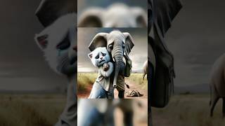 😺😿White cat and elephant 🐘cats aicat funny shortvideo family short [upl. by Eissirc598]