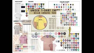 Bella Canvas 3001 Color Chart amp Size Chart BundlePrintful ColorsTshirt Sizing Chart [upl. by Nrubliw520]