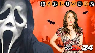 Kat Dennings vs Ghostface in WWE 2K24 Showdown 🔪 Hollywood Star Battles Horror Icon [upl. by Eissed]