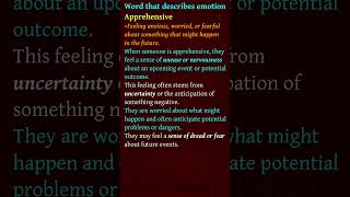 Word that describes Emotion Apprehensive  Vocabulary  English Speaking Made Easy  vocabulary [upl. by Anipsed90]