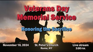 VETERANS DAY MEMORIAL SERVICE AT ST PETERS [upl. by Asoral]