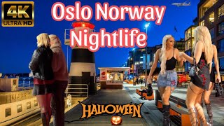 Oslo Norway 🇳🇴  Halloween 2024  4K60fps HDR  Walking Tour NORWAY 🇳🇴 Girls After Midnight [upl. by Anitsyrc126]