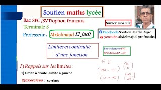 Limites dune fonction numérique révisions sur les limites Correction exercices 2Bac SPF2SVT [upl. by Lokin]