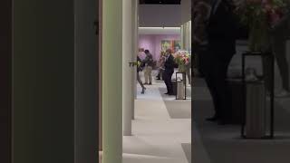 A robbery at a TEFAF jewelry fair after glass was smashed with a sledgehammer in the Netherlands [upl. by Nytsirhc734]