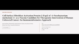 Cell Surface Fibroblast Activation Protein2 Fap2 of Fusobacterium nucleatum as a V  RTCLTV [upl. by Nnylsor]