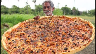 Cheese Pizza Recipe  Giant Paneer Cheese Pizza  Veg Pizza without Oven by Grandpa [upl. by Fates973]