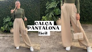 CALÇA PANTALONA FÁCIL COM BOLSO E ELÁSTICO  Costura para iniciantes ✨ Stella Alves [upl. by Laubin]