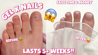 HOW TO DO GEL X NAILS ON YOUR TOES  LASTS 5 WEEKS  VIRAL PRE OMBRÉ XCOAT TIPS  SAVE TIME amp MONEY [upl. by Ohare]