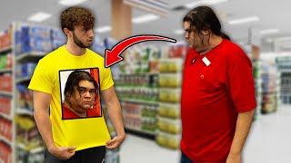 Wearing Shirts with Strangers Faces on Them Prank [upl. by Poole]