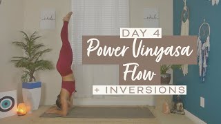 Day 4 Home Yoga Challenge  POWER VINYASA Yoga Flow  INVERSIONS [upl. by Aisylla]