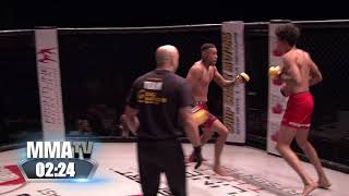 Cage Warriors Academy South East  Himoud KOs Dupin Highlight [upl. by Eblehs]