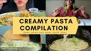 CREAMY ALFREDO PASTA ASMR MUKBANG COMPILATIONasmeri eatsasmr phanzach choisas asmr trending [upl. by Haelhsa685]