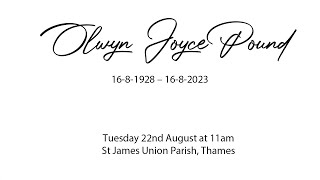 Olwyn Joyce Pound  Memorial Service [upl. by Auqinimod]