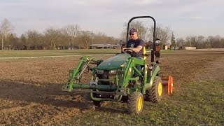 Tilling 3 Acre Yard with Sub Compact Tractor John Deere 1025R Tackles Huge Landscaping Project [upl. by Xonnel921]