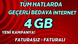 HAFTALIK 4GB BEDAVA İNTERNET  TÜM HATLARDA GEÇERLİ BEDAVA İNTERNET kanıtlı [upl. by Ueik]