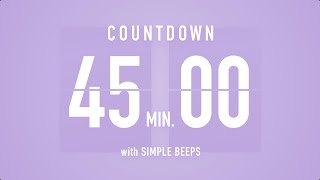 45 Min Countdown Flip Clock Timer  Simple Beeps 🫐 🔔 [upl. by Donielle]