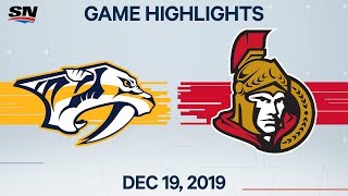 NHL Highlights  Predators vs Senators  Dec 19 2019 [upl. by Sherourd]