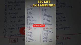 SSC MTS SYLLABUS 2023 🥰 SSC MTS NEW PATTERN SYLLABUS🥰SSC MTS PATTERN CHANGED shorts sscmts viral [upl. by Nolasba]