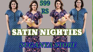 Glam Wold Women Printed Nightdress Nighty collection 2024 satin night wears for women and girls [upl. by Blus63]