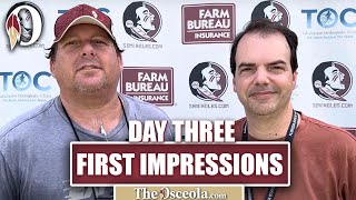 FIRST IMPRESSIONS The first day of shoulder pads for FSU Football [upl. by Ettenrahs]