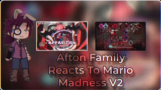 Afton Family Reacts To Mario Madness V2  Gacha club  FNF [upl. by Nuawad]