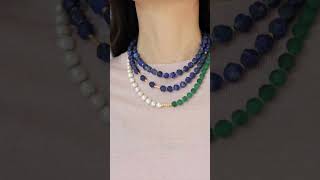 Lapis Lazuli Pearls Calcedony Gold Bead Handmade Necklace for Women by Bombyx House [upl. by Ogu]