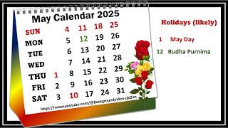 May Calendar 2025 maycalender2025 calendar may 2025 [upl. by Vivien]