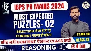 Most Expected PUZZLES  IBPS PO Mains 2024  REASONING  ByNarvariya Sir ibpspo2024 [upl. by Leummas]