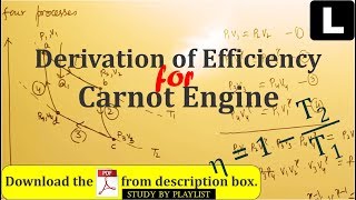 Derivation of Efficiency for Carnot Engine [upl. by Ahsiea]