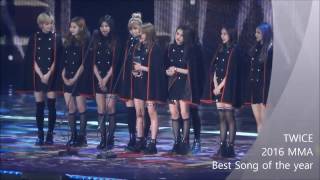 BTS reaction to TWICE Best Song of the Year speech at Melon Music Awards 2016 [upl. by Ortiz277]