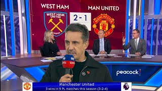 quotGary Nevilles Fiery Reactions West Ham Vs Man Utd 21 Ten Hag Under Pressurequot [upl. by Stefanac]