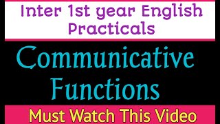 Inter 1st year English Practicals Communicative Functions Explanation [upl. by Eaned]