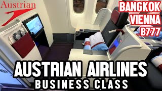 AUSTRIAN AIRLINES BUSINESS CLASS EN EL TRONO BANGKOKVIENNA  BOEING 777200 [upl. by Hgielime79]