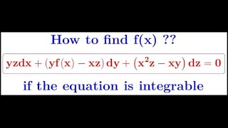 PDE How to find fx if the Pfaffian differential equation is integrable [upl. by Eornom]