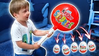 PIRULITO GIGANTE DE OVO KINDER COM BRINQUEDOS E SURPRESAS Surprise Eggs Chocolate Kinder Toys  [upl. by Adelle]