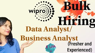 Data Analyst Business Analyst BULK HIRING by Wipro  Fresher or Experience  8 Lpa jobs [upl. by Norre347]