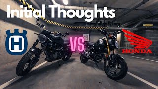 Initial thoughts on Husqvarna Svartpilen 125 vs Honda Grom  Which bike is better for beginner [upl. by Ashia]