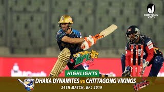 Dhaka Dynamites vs Chittagong Vikings Highlights  24th Match  Edition 6  BPL 2019 [upl. by Enamart]