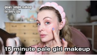 PALE SKIN MAKEUP ROUTINE  my 15 minute simple glowy makeup [upl. by Reivad]