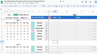 2024 Social Media Planner Calendar in Google Sheets FREE Template [upl. by Assetnoc181]