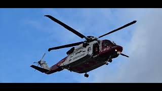 Coastguard Helicopter GMCGZ Taking Off From Plymouth Hoe 141024 [upl. by Hairas964]