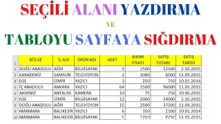 EXCEL YAZDIRMA ALANI BELİRLE  TABLOYU SAYFAYA SIĞDIR  SEÇİLİ ALANI YAZDIRMA [upl. by Mills362]