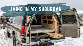 Van Tour  Fulltime engineer lives in a Suburban [upl. by Atsedom]