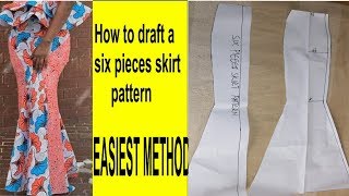 How to draft a six pieces skirt patternin 2020easiest method [upl. by Bertelli]