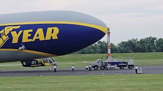 Goodyear Blimp Lands and Docks at Hartford Brainard 2024 [upl. by Gwenny805]