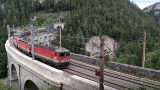 Eisenbahnverkehr auf der Semmeringbahn  Trainspotting im Juni 2024 [upl. by Nyladnewg]