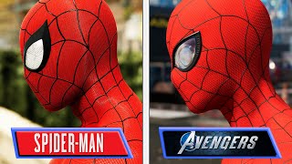 SpiderMan Comparison  Marvels Avengers VS SpiderMan  Graphics amp Details Comparison [upl. by Narual]