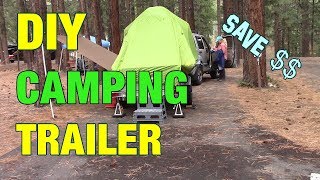 Camping Trailer made from utility trailer popup travel rooftop tent rv diy [upl. by Novehc985]