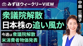 みずほ証券コラボ┃10月7日【衆議院解散、日本株の追い風か～今週は衆議院解散、米消費者物価発表～】みずほウィークリーVIEW 中島三養子【楽天証券 トウシル】 [upl. by Nishi]